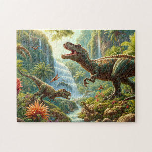 Puzzle Dinosaures amusants dans la forêt tropicale  Enfan