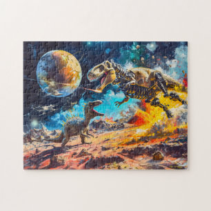 Puzzle Dinosaures attaqués par des extraterrestres dans l