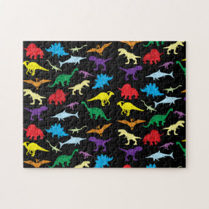 Puzzle Dinosaures colorés Aquarelle Enfants Motif