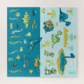 Puzzle Dinosaures de dessin : Jeu de terre et de mer (Horizontal)