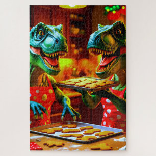Puzzle Dinosaures préparant des biscuits au gingembre