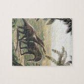 Puzzle Dinosaures Vintage, Amargasaurus avec Palmiers (Horizontal)