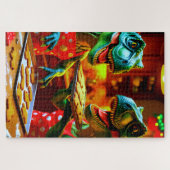 Puzzle Dinosaurs baking gingerbread cookies (Horizontal)