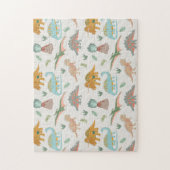 Puzzle Dinosaurs Kids Hand Drawn Boho Dinosaur Pattern (Vertical)