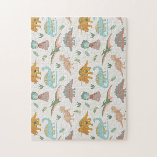 Puzzle Dinosaurs Kids Hand Drawn Boho Dinosaur Pattern (Vertical)