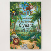 Puzzle d'invitation de fête Jungle personnalisable (Vertical)
