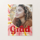 Puzzle Diplômé de l'année de diplôme de sunburst rose rét (Vertical)