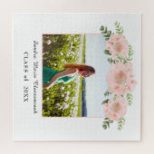 Puzzle Diplôme floral rose chic Classe blanche 2021 (Horizontal)