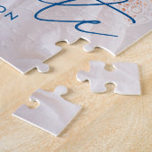 Puzzle Diplômé Moderne Bleu Script Photo Graduation (Côté)