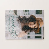 Puzzle Diplômé moderne Green Script Photo Graduate (Horizontal)
