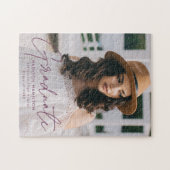 Puzzle Diplômé Moderne Purple Script Photo Graduation (Horizontal)