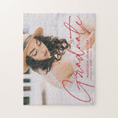 Puzzle Diplôme photo moderne en rouge Script (Vertical)