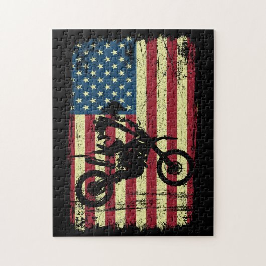 Puzzle Dirt Bike American Drapeau 4e (Vertical)