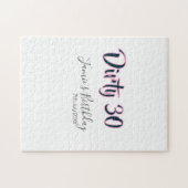 Puzzle Dirty 30 joyeux anniversaire nom date rose gris ca (Horizontal)