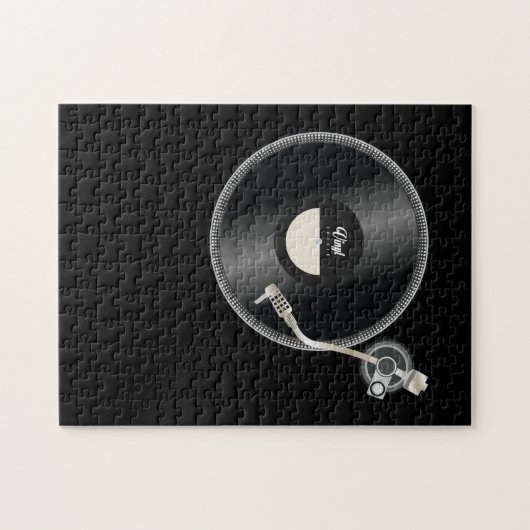 Puzzle disque vinyle plat simple concept (Horizontal)