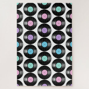 Puzzle Disques vinyles rétro motif coloré