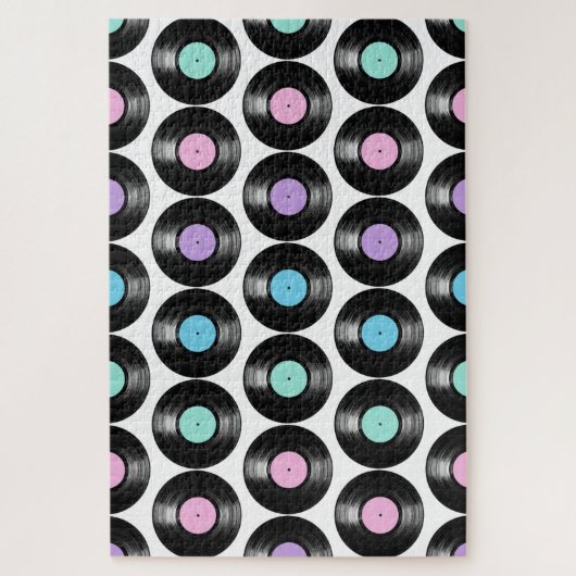Puzzle Disques vinyles rétro motif coloré (Vertical)