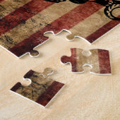 Puzzle Distressed américain Drapeau Combine Tractor Puzzl (Côté)