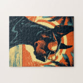Puzzle Doberman avec lunettes de soleil sur une plage tro (Horizontal)