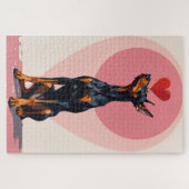 Puzzle Doberman Balancing Perfect Heart Vector Valentine (Horizontal)