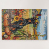 Puzzle Doberman Chien Moisson d'automne Thankgiving (Horizontal)