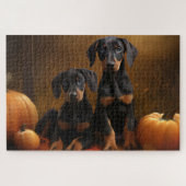 Puzzle Doberman Chiot Automne Citrouille de plaisir (Horizontal)