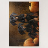 Puzzle Doberman Chiot Automne Citrouille de plaisir (Vertical)