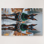 Puzzle Doberman Dogs Christmas Snow Holiday  (Horizontal)