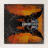 Puzzle Doberman Metal Art Silhouette Carré (Horizontal)