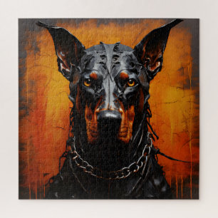 Puzzle Doberman Metal Art Silhouette Carré