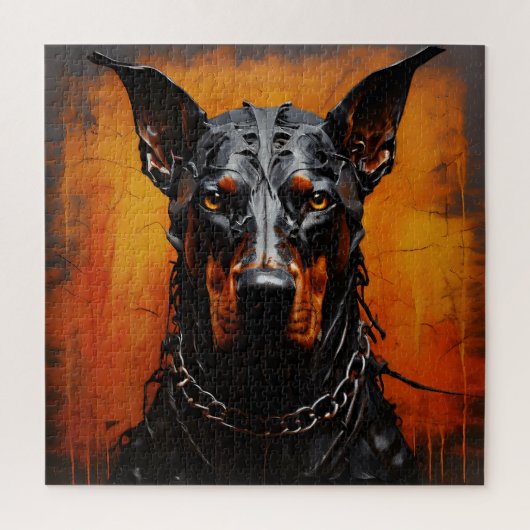 Puzzle Doberman Metal Art Silhouette Carré (Vertical)