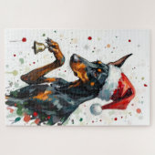 Puzzle Doberman Minimalist Christmas Bell Balance Hat (Horizontal)