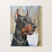 Puzzle Doberman pinscher dans la neige (Vertical)