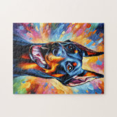 Puzzle Doberman Pinscher Dog Portrait Acrylique Art Impri (Horizontal)