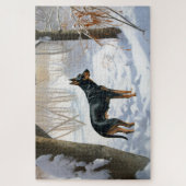 Puzzle Doberman Pinscher Laisser Neige Noël (Vertical)