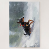 Puzzle Doberman Pinscher Noël neige hiver (Vertical)