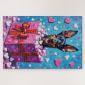 Puzzle Doberman Pinscher Saint-Valentin Marshmallow (Horizontal)