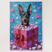 Puzzle Doberman Pinscher Valentine's Day Marshmallow (Vertical)