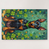 Puzzle Doberman Saint-Patrick Élégant Chien Chanceux (Horizontal)