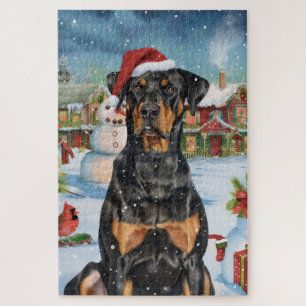 Puzzle Doberman Winter Wonderland Christmas Joy