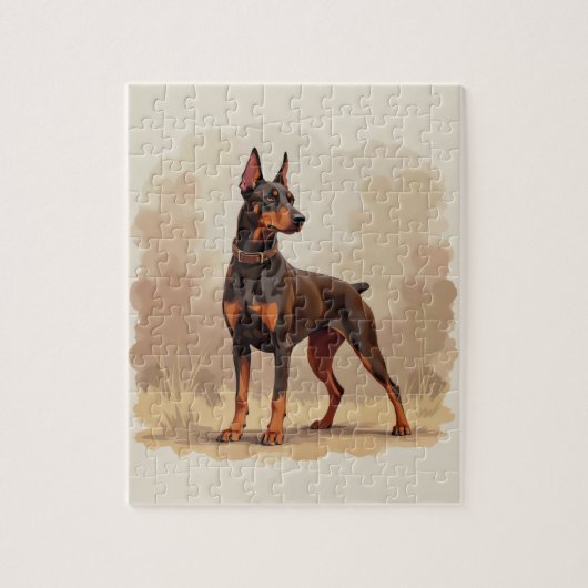 Puzzle Dobermann Pinscher Chien Marron Rouille Rouge (Vertical)