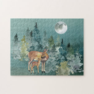 Puzzle Doe et chevreuils dans l'aquarelle de la Pleine lu
