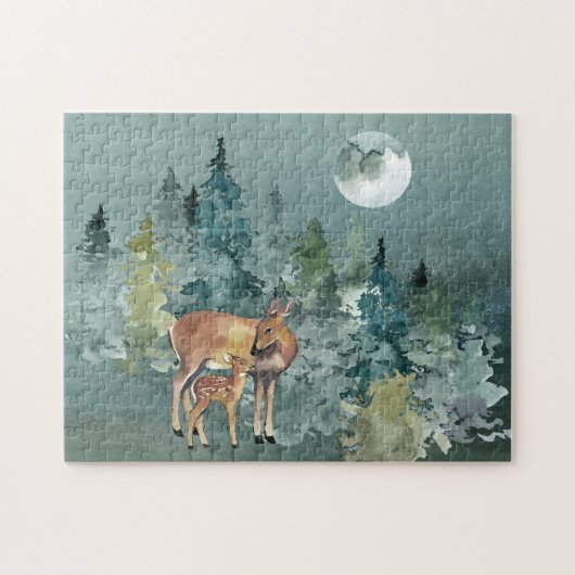 Puzzle Doe et chevreuils dans l'aquarelle de la Pleine lu (Horizontal)