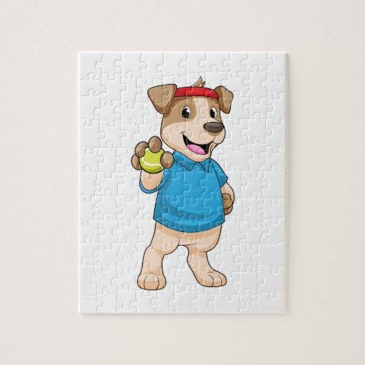 Puzzle Dog at tennis (Vertical)