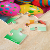 Puzzle Dog Laying on Easter Eggs (Côté)