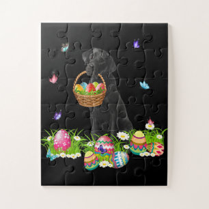 Puzzle Dog Lover Bunny Black Labrador Dog & Easter Eggs