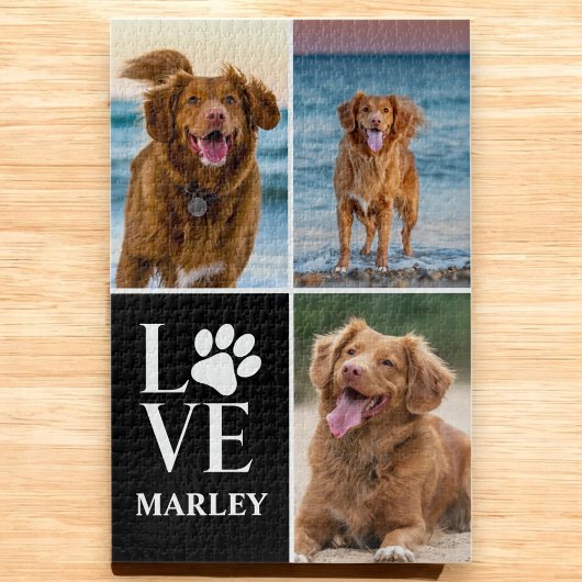 Puzzle Dog Lover Photo Collage Custom Love Name Pet