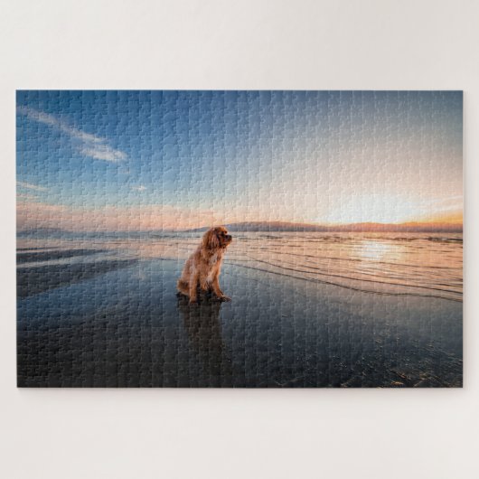 Puzzle Dog sitting on the beach (Horizontal)