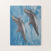 Puzzle Dolphins Ciel Bleu Nuages Blancs Nature Imaginaire (Vertical)