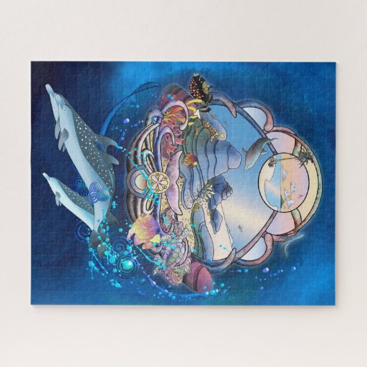 PUZZLE DOLPHINS SOUS LA FÊTE DE PLAGE (Horizontal)